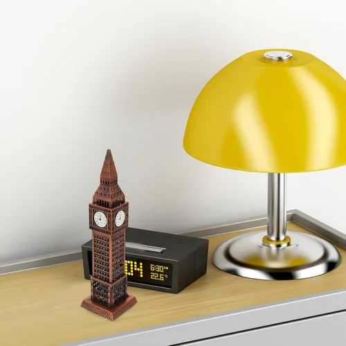 Vista 7 de Veemoon Figura pequeña del Big Ben, decoración de metal del Big Ben, modelo de torre de reloj de Londres, modelo retro del Reino Unido, adorno