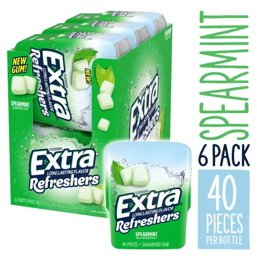 Vista 4 de EXTRA Chicle de menta verde Refreshers, 40 unidades (paquete de 6)