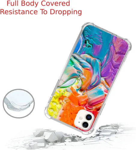 Vista 3 de Art - Funda de pintura colorida compatible con iPhone 12/12 Pro, moderna, abstracta de silicona colorida, a prueba de golpes, de poliuretano Pintura