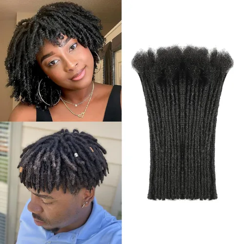 Vista 9 de Extensiones de cabello humano Loc de 0.2 cm de ancho, 4 pulgadas, 30 hebras, negro natural 100% completamente hechas a mano, extensiones