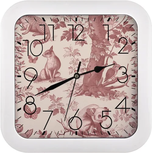 Vista 10 de 10" Square Modern Wall Clock,Animal Feathers Print Kitchen Clocks Wall Battery Operated,Silent Non Ticking Unique Funny Cute Wall Clock for Living