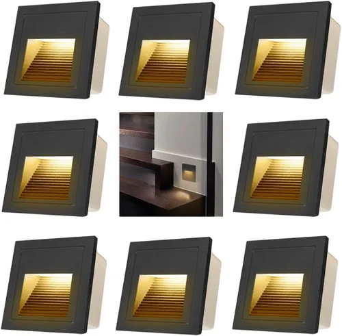 Vista 11 de Arotelicht Luces LED para escalones de 120 V para interiores y exteriores, 3000 K, luces de pared empotrables impermeables para terraza, escalera