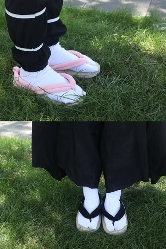 Vista 3 de Wolancy Zapatos tipo zueco para cosplay, disfraz de anime, pantuflas con calcetines