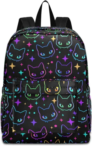 Vista 27 de MNSRUU Mochila para estudiantes para la escuela, Halloween, mochila luminosa de murciélagos para laptop, mochila estética para niñas, niños, mochila