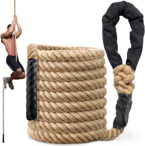 Vista 10 de Climbing Rope Gym Workout - 10FT 15FT 20FT 25FT 30FT 35FT Heavy Duty Jute Thick Ropes for Adults Strength Training Outdoor Tree Swing Indoor Home