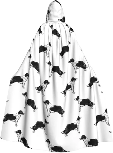 Vista 2 de Capa de Border Collies para Halloween capa de bruja capa con capucha para adultos