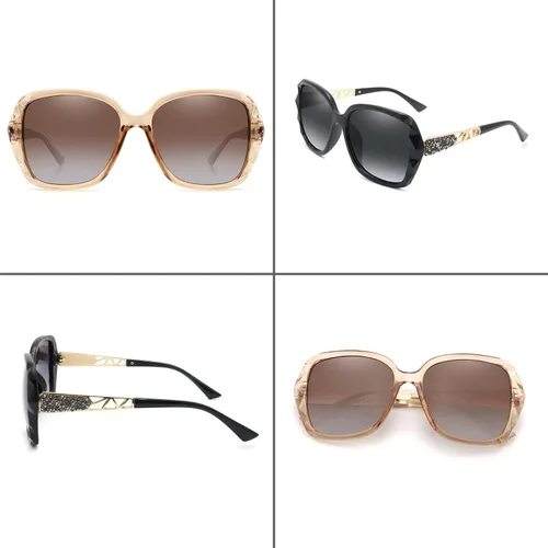 Vista 6 de Oversized Polarized Sunglasses for Women Large Fashion Designer Shield Square Sparkling Frame UV Protection