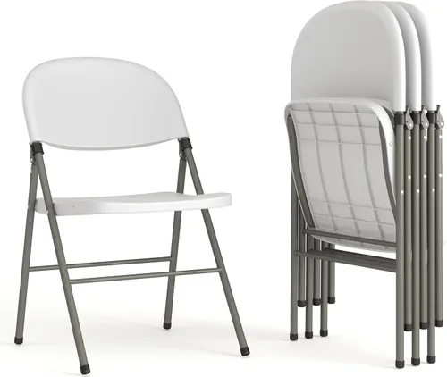 Vista 15 de Flash Furniture HERCULES Series Silla plegable de plástico negro con marco de carbón de 330 libras