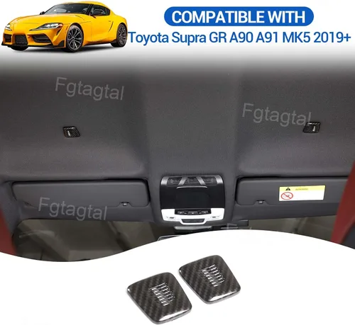 Vista 5 de Funda de micrófono de techo para Toyota Supra GR A90 A91 MK5 2019-2024, cubierta de marco de protección, 2 unidades (negro)