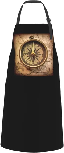 Vista 2 de Law of the Compass - Delantales de navegación para mujer con 2 bolsillos, delantal de cocina para hombres, resistente al agua y al aceite, delantal