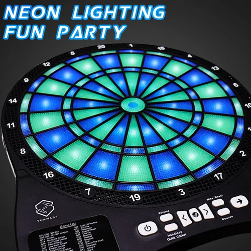 Vista 2 de Turnart Electronic Dart Board,13 inch Illuminated Segments Light Based Games Electric Dartboard for Adults Tested Tough Segment for Enhanced
