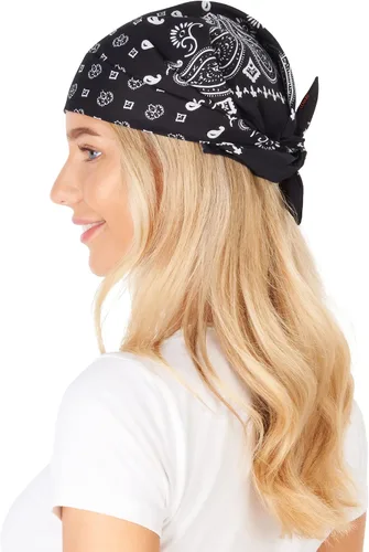 Vista 6 de Bandana de algodón de alta calidad para hombres y mujeres - Pañuelo para el Negro
