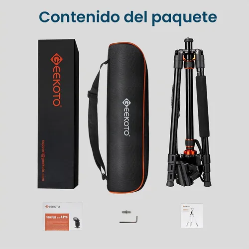 Vista 7 de GEEKOTO Trípode de video con cabezal fluido, trípode profesional para cámara réflex digital, monopie de aluminio de 77 pulgadas para videocámara