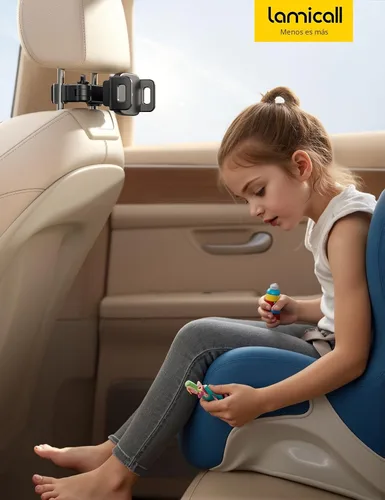 Vista 7 de Lamicall Soporte para reposacabezas de tableta para coche - [Brazo extensible 3 en 1] Soporte ajustable para tableta en el coche para asiento