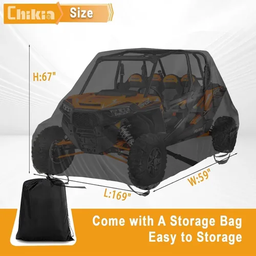 Vista 2 de Chikia UTV - Funda de 4 a 6 plazas con cremallera, protección para todo tipo de clima, compatible con Polaris Ranger Crew General RZR XP 4 Can am