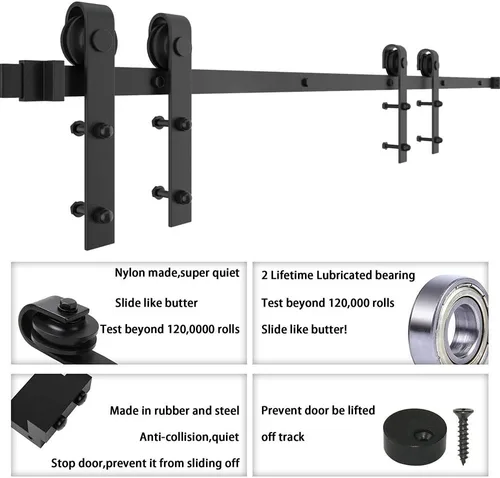 Vista 5 de Winsoon puerta de madera para establo, deslizante; kit para clóset, gabinete, con piezas metálicas, estilo antiguo para puertas dobles, superficie