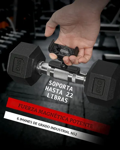 Vista 2 de APPS2Car [Paquete de 2] Soporte magnético para teléfono de gimnasio, ajustable en 360°, compatible con teléfonos inteligentes de 4.7 a 6.5 pulgadas