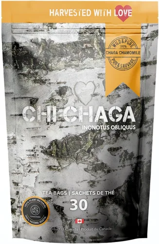 Vista 6 de Chaga 100% cosechada silvestre de primera calidad - 30 bolsas de té (Chaga Chai)