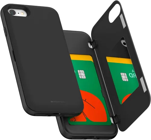 Vista 13 de GOOSPERY Funda para iPhone 8 Plus, iPhone 7 Plus con tarjetero y protector de doble capa, color negro
