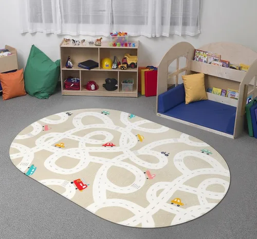 Vista 16 de STARUIA Alfombra de juego para niños, 60 x 32 pulgadas, ultra antideslizante, alfombra educativa para niños, alfombra de coche lavable