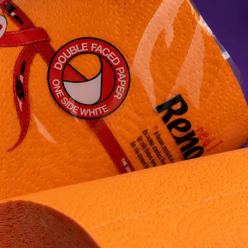 Vista 7 de Renova Toalla de papel naranja Jumbo Rollo de 2 capas 120 hojas altamente absorbentes