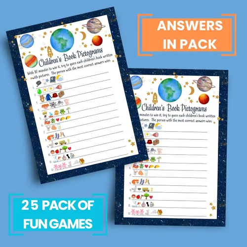 Vista 3 de Paper Clever Party Out of This World Baby Shower Games Boy - Divertidas actividades de baby shower para invitados, títulos de pictograma de libro