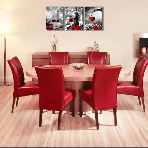 Vista 9 de Decoración de vino para cocina, arte en lienzo con rosas de vino tinto, arte para paredes del hogar, blanco y negro, con pintura de vino tinto, arte