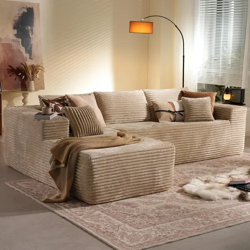 Vista 35 de Sofá modular Cloud de 96 pulgadas con tumbona, asiento profundo en forma de L, moderno sofá cama sin hueso, no requiere montaje, sofás sin hueso