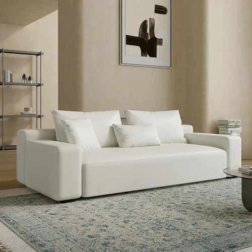 Vista 4 de Acanva Juego de sofá seccional modular en forma de L de tamaño grande moderno para sala de estar, sofá de esquina de 4 plazas de estilo minimalista