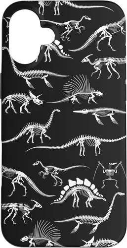 Vista 23 de Funda para iPhone 17 con diseño de huesos de dinosaurio fosilizado con animales prehistóricos
