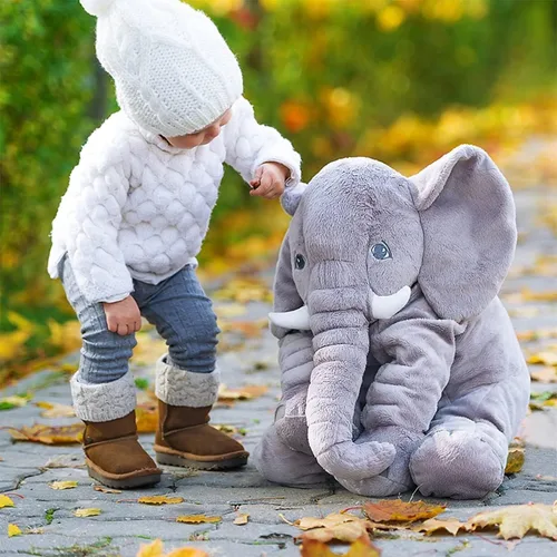 Vista 4 de BOOJALOO Animales de peluche gigantes, elefante, peluche de 24 pulgadas, regalo para niñas y niños, color gris