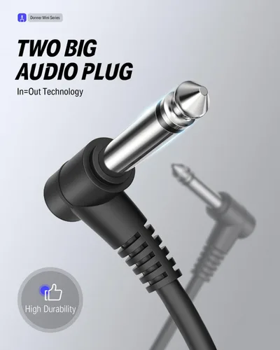 Vista 5 de Donner - Cables de conexión para pedales de efecto de guitarra de 6 pulgadas, negro, paquete de 3