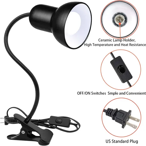 Vista 4 de Lámpara de escritorio, 360 ° Rotación Clip en la lámpara, Clip en la luz de lectura, Cuello de cisne Lamp-On Cable, Clip portátil en la luz
