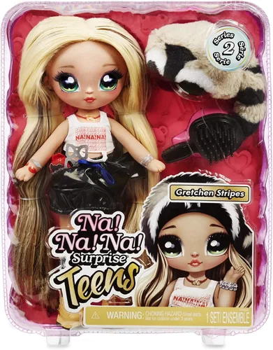 Vista 2 de Na Na Na Surprise - Muñeca de moda para adolescentes de 11 pulgadas, diseño de rayas Gretchen, suave, posable, pelo rubio, lindo traje y accesorios