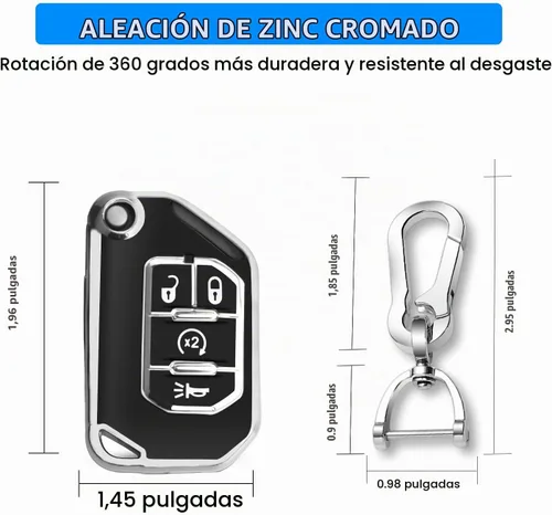 Vista 6 de QBUC Funda para llavero Jeep con llavero (negro)