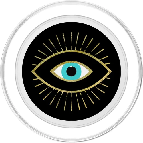 Vista 2 de PopSockets MagSafe PopGrip amarillo de mal de ojo negro para iPhone
