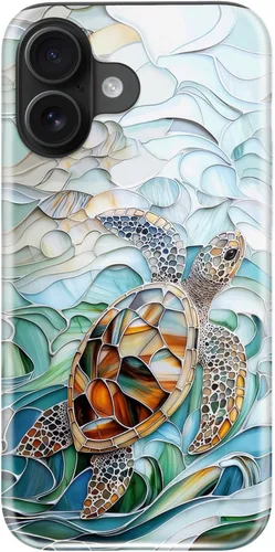 Vista 100 de LUMARKE Funda para iPhone 14/iPhone 13, lindo Y2K floral, carga inalámbrica Mosaico Tortuga Shell