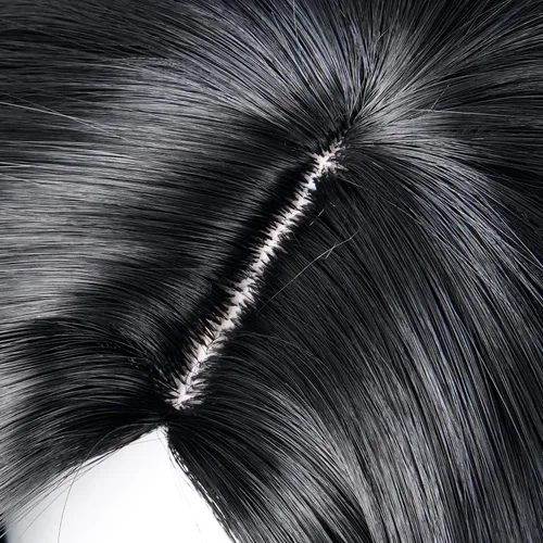 Vista 7 de LABEAUTÉ Peluca corta negra para cosplay, peluca de estilo anime masculino, fibra sintética resistente al calor, para cosplay, pelo sintético