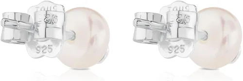 Vista 3 de TOUS Bear - Aretes de plata 925 con perlas cultivadas en agua dulce blancas Plata de ley Plata Perla simulada