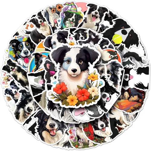 Vista 7 de 50 calcomanías para perros Border Collie, lindas calcomanías de vinilo impermeables para decoración de laptop, botella de agua, teléfono, ventana