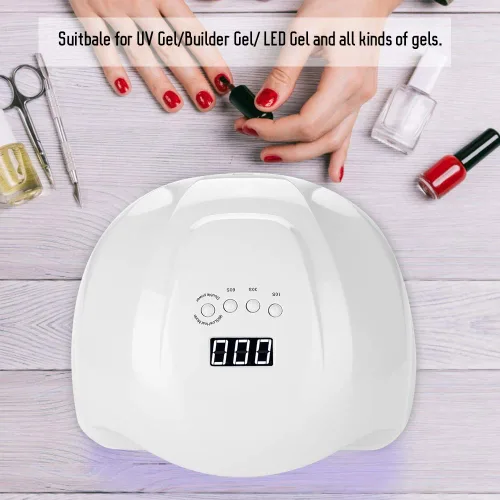Vista 3 de Lámpara de uñas LED, secadora de uñas de 54 W, máquina de secado de uñas LED, luz de curado de esmalte de uñas, fuente de luz dual, herramienta