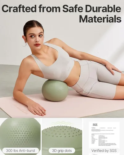Vista 2 de YOTTOY Pelota de ejercicio pequeña, pelota de pilates de 9 pulgadas con tecnología antiestallido para estabilidad, ideal para yoga, pilates, terapia