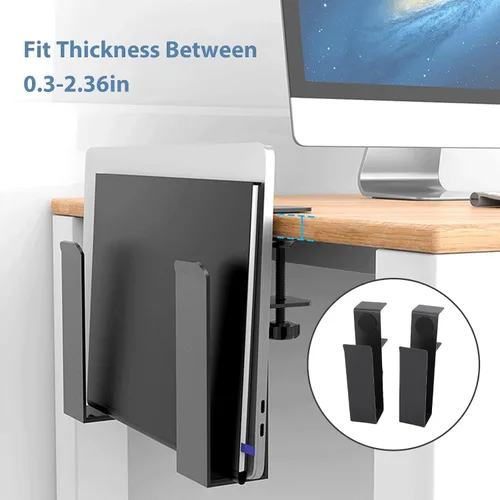 Vista 3 de AMAKO Adjustable Side Laptop Mount, Sturdy Space Saving Desk Organizer, Side Mounted Notebook Holder for Home Office Workspace, Carbon Steel