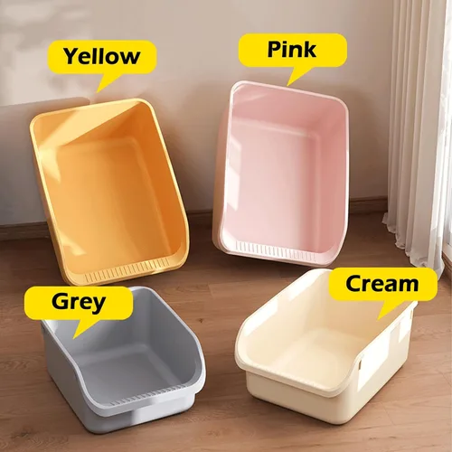 Vista 4 de SpaceTime Caja de arena grande para gatos con lados altos, cajas para gatos de interior, bandeja de arena para gatos para gatitos, caja de arena