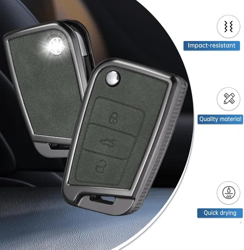 Vista 3 de YO&YOYE Compatible con funda para llavero Volkswagen con llavero