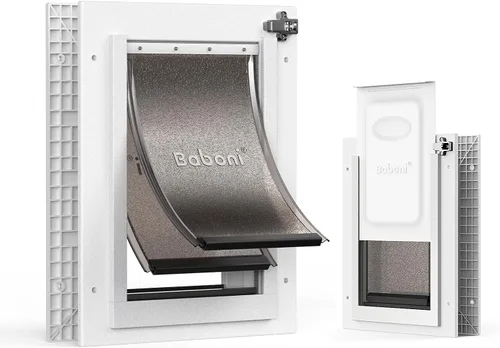 Vista 7 de Baboni Dog Door for Door,Durable Plastic Frame,Small(Plus) Pets Up to 20 Lb,for Interior and Exterior Doors,Aluminum Lock,Metal Panel,Strong