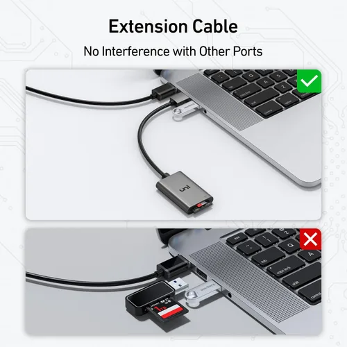 Vista 5 de uni Lector de tarjetas SD, adaptador USB 3.0 de alta velocidad a tarjeta micro SD, lector de tarjetas de memoria de aluminio para computadora