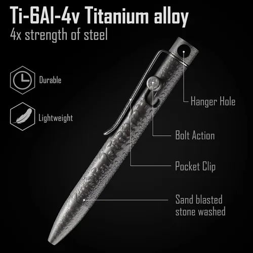 Vista 3 de KeyUnity KP03SW Titanium EDC Bolt Action Pen & KA01 Titanium Paracord Bead Bundle