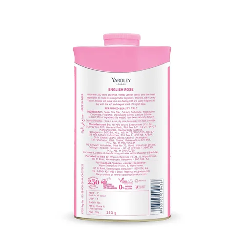 Vista 2 de Yardley Talco perfumado de rosa inglesa, 8.82 oz