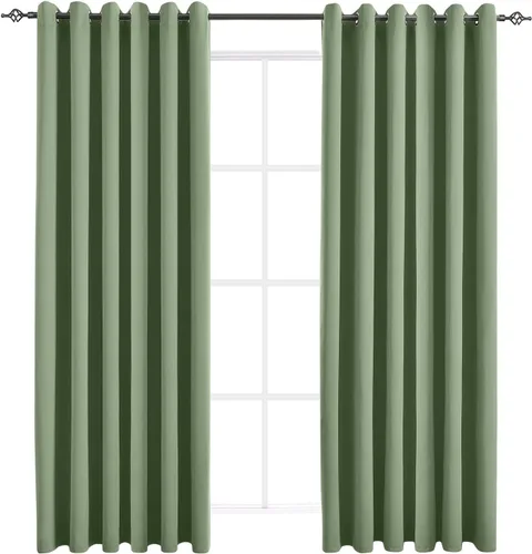 Vista 35 de Cortinas opacas para dormitorio, con aislamiento térmico y bloqueo de luz, para oscurecer la habitación, cortinas con ojales sólidos para ventana